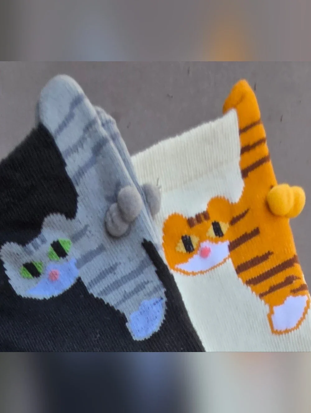 2 Pairs Comfy Cat Crew Sockd Cotton One Size Stretchy